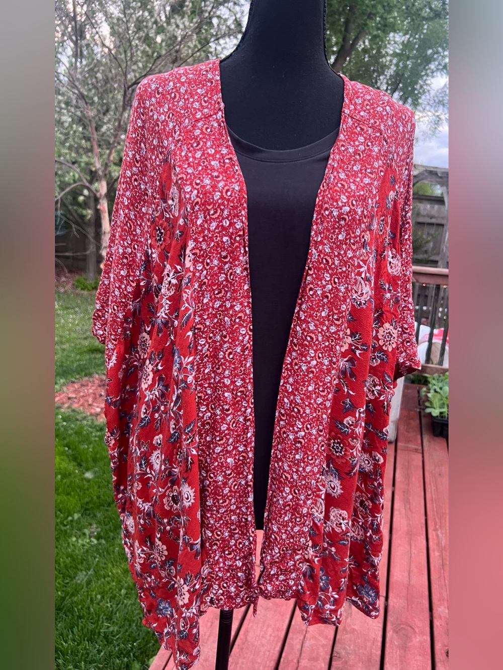 Knox Rose Rust Floral Open-Front Kimono